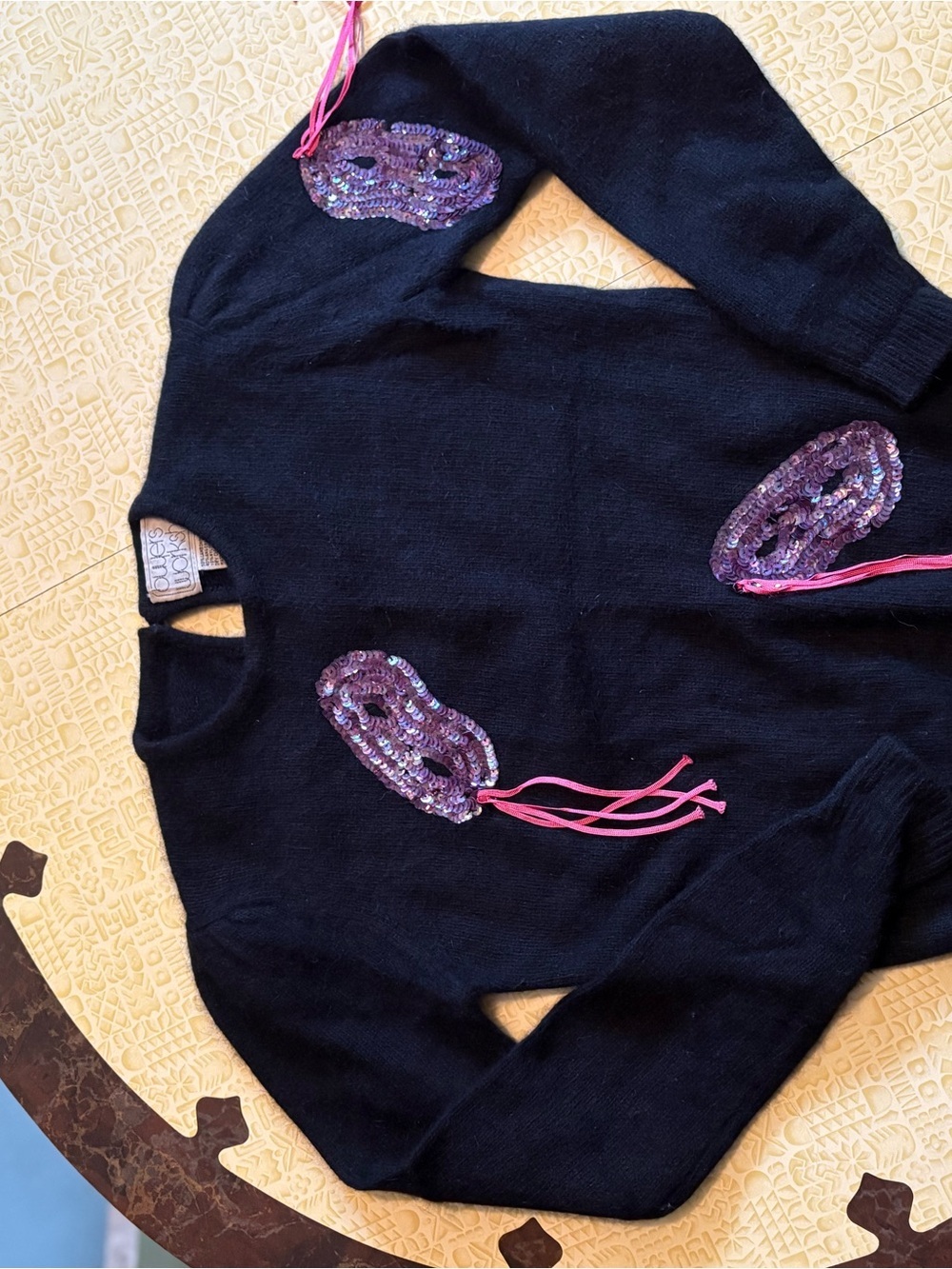 Vintage Black Angora-Lambswool Blend Sweater